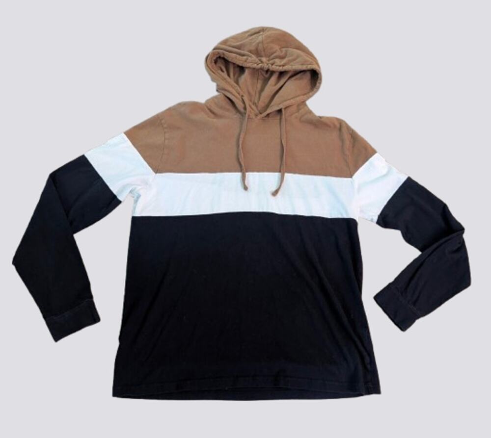 Denim & Flower Colorblock Jersey Cotton Hoodie - L